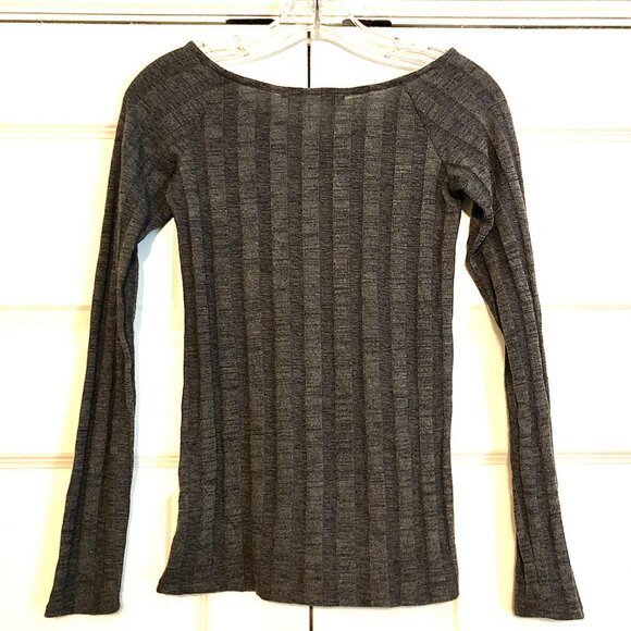 NWT PROJECT SOCIAL T Retrograde Long Sleeve Rib Tee Sweater Charcoal M - Picture 3 of 5